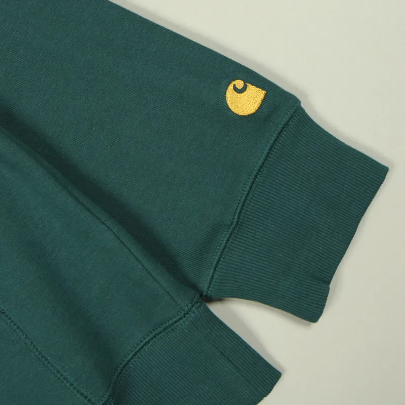 Carhartt WIP Hooded Chase Sweat - Botanic/Gold-2